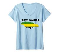 Mujer I Love Jamaica Hello Jamaica - Bandera de Mapa Orgulloso de papá jamaicano Camiseta Cuello V