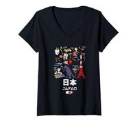 Mujer I Love Japan, Wonderful Japan Childish Culture Doodles Camiseta Cuello V
