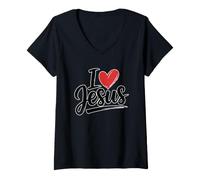 Mujer I Love Jesus Camiseta Cuello V