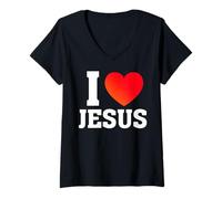 Mujer I Love Jesus T-Shirt Camiseta Cuello V