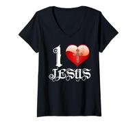 Mujer I Love Jesus T-Shirt Camiseta Cuello V