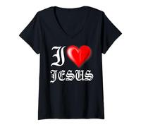 Mujer I Love Jesus T-Shirt Camiseta Cuello V