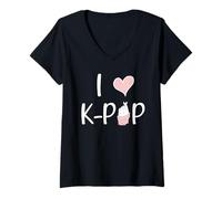 Mujer I Love K-POP South Korea Music K Pop Camiseta Cuello V