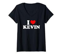 Mujer I Love Kevin I Heart Kevin Primer Nombre Kevin Broma Gracioso Camiseta Cuello V
