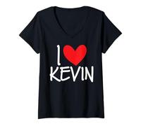 Mujer I Love Kevin Nombre Personalizado Hombres Guy BFF Friend Heart Camiseta Cuello V
