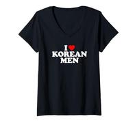 Mujer I Love Korean Men Camiseta Cuello V