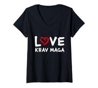 Mujer I Love Krav Maga Entrenamiento de autodefensa Arte de Lucha israelí Camiseta Cuello V