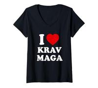 Mujer I Love Krav Maga MMA Autodefensa de Israel Camiseta Cuello V
