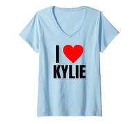 Mujer I Love Kylie Nombre Personalizado Mujeres Corazón BFF Amigo Niñas Camiseta Cuello V