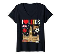 Mujer I Love Leeds Reino Unido Camiseta Cuello V