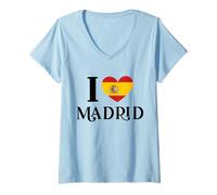 Mujer I Love Madrid España España - Bandera de corazón Camiseta Cuello V