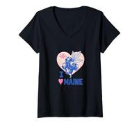 Mujer I Love Maine Blueberries Arte Mainer Camiseta Cuello V
