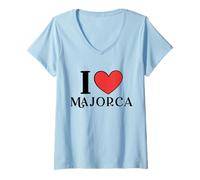 Mujer I Love Mallorca España Camiseta Cuello V