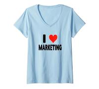 Mujer I Love Marketing - Heart Funny Ads Agencia de Publicidad Publicidad Camiseta Cuello V