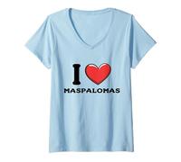 Mujer I Love Maspalomas Gran Canaria España Camiseta Cuello V