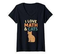 Mujer I Love Math and Cats Nerd STEM Cat Lover Pet Owner Ecuación Camiseta Cuello V