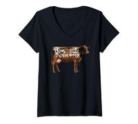 Mujer I Love Morning Cow Poop Smell Funny Farmer Rancher Cow Lover Camiseta Cuello V