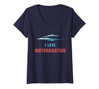 Mujer I Love Motorboating Velero Capitán del Mar Camiseta Cuello V