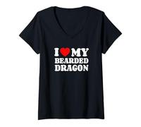 Mujer I Love My Bearded Dragon Dragones Barbudos Camiseta Cuello V