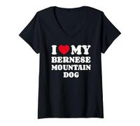 Mujer I Love My Bernese Mountain Dog Boyero de Montana Bernés Camiseta Cuello V