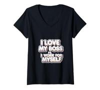 Mujer I Love My Boss PS I Work For Myself |-- Camiseta Cuello V