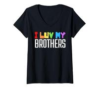 Mujer I Love My Brothers Pride Brother Divertido Divertido Niños Niñas Camiseta Cuello V