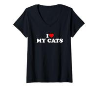 Mujer I Love My Cats Camiseta Cuello V