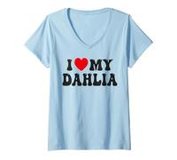 Mujer I Love My Dahlia Divertido corazón rojo de San Valentín Love Women Dahlia Camiseta Cuello V