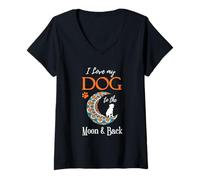 Mujer I Love My Dog to The Moon and Back. Camiseta Cuello V