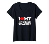 Mujer I Love My English Teacher Camiseta Cuello V