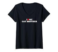 Mujer I Love My Gay Brother Camiseta Cuello V