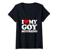 Mujer I Love My Goy Boyfriend - Divertido Dicho sarcástico Lindo judío Camiseta Cuello V