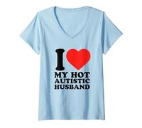 Mujer I Love My Hot Autistic Husband Conciencia sobre el Autismo Camiseta Cuello V