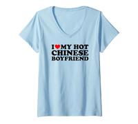 Mujer I Love My Hot Chinese Boyfriend Camiseta Cuello V