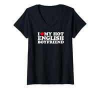 Mujer I Love My Hot English Boyfriend Camiseta Cuello V
