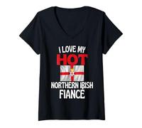 Mujer I Love My Hot Northern Irish Prometido Divertido Irlanda del Norte Camiseta Cuello V