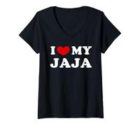 Mujer I Love My Jaja, Amo a mi Jaja, adoro a mi Jaja Camiseta Cuello V