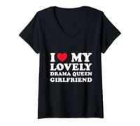 Mujer I Love My Lovely Drama Queen Girlfriend - Boyfriend Love Camiseta Cuello V