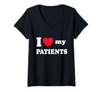 Mujer I Love My Patients Doctor Enfermería Enfermería Cuidado del Corazón Cita Camiseta Cuello V