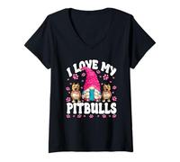 Mujer I Love My Pitbull GNOME For Girls and Pitbull Rescue Mom Camiseta Cuello V