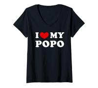Mujer I Love My Popo, Me encanta mi popo Camiseta Cuello V