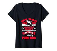 Mujer I Love My PUMI Dog Funny Puppy Dogs Lovers Camiseta Cuello V