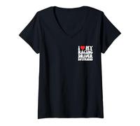 Mujer I Love My Race Car Driver Novio! Novia a un Corredor Camiseta Cuello V