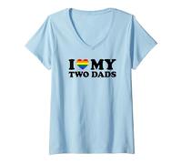 Mujer I Love My Two Dads Camiseta Cuello V