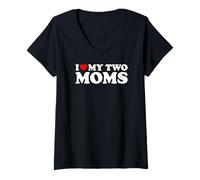 Mujer I Love My Two Moms Camiseta Cuello V