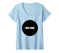 Mujer I Love New York City, New York in Black Circle Illustration Camiseta Cuello V