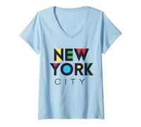 Mujer I Love NYC Colorful New York City NYC Modern Bold Typography Camiseta Cuello V