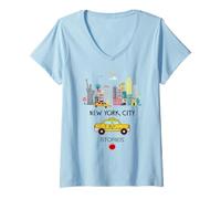 Mujer I Love NYC, New York City Wonderful Stories with Cartoon Art Camiseta Cuello V