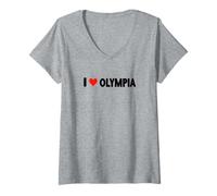Mujer I Love Olympia Washington - Heart Travel Trip Vacaciones Camiseta Cuello V
