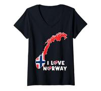 Mujer I Love Oslo Hello Norway - Bandera de Mapa Orgulloso Noruego Daddy Mama Camiseta Cuello V